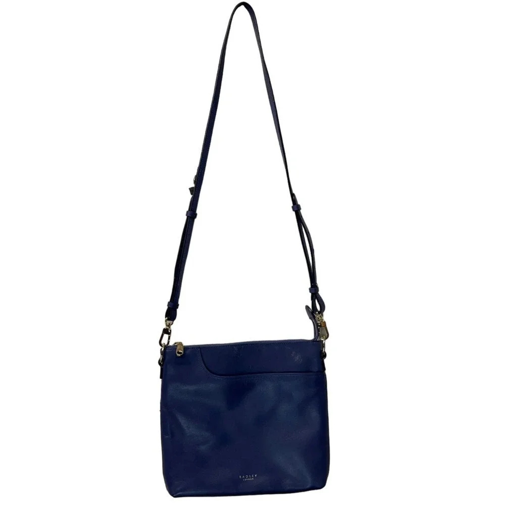 Radley London Women's Blue Pockets Zip Top Crossbody Medium Size FLAWS